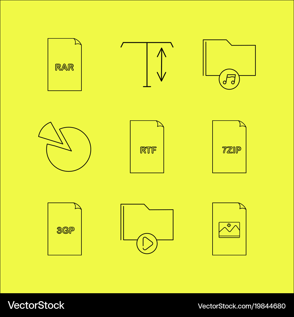Files and folders linear icon set simple outline vector image