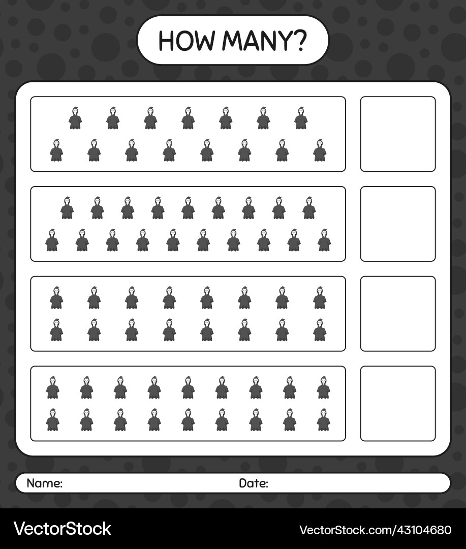 How many counting game with grim reaper worksheet How many counting game with grim reaper worksheet Vector Image