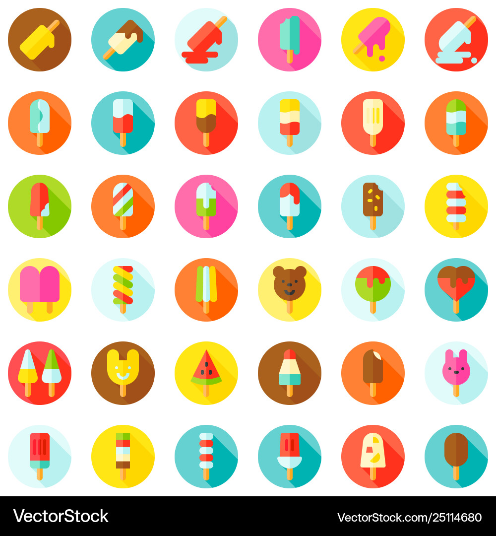 Ice pop icon set filled style editable outline Vector Image