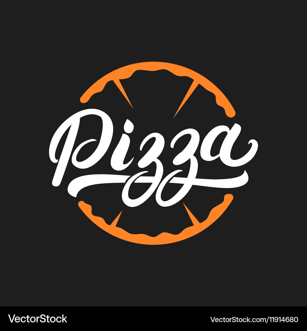 Pizza hand written lettering logo label badge vector image