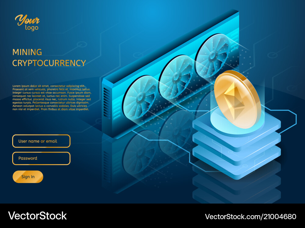 Process of mining the cryptocurrency ethereum Process of mining the cryptocurrency ethereum vector image