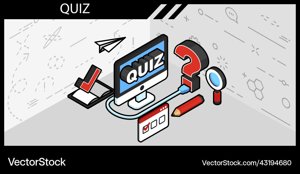 Quiz isometric design icon web 3d colorful Quiz isometric design icon web 3d colorful vector image