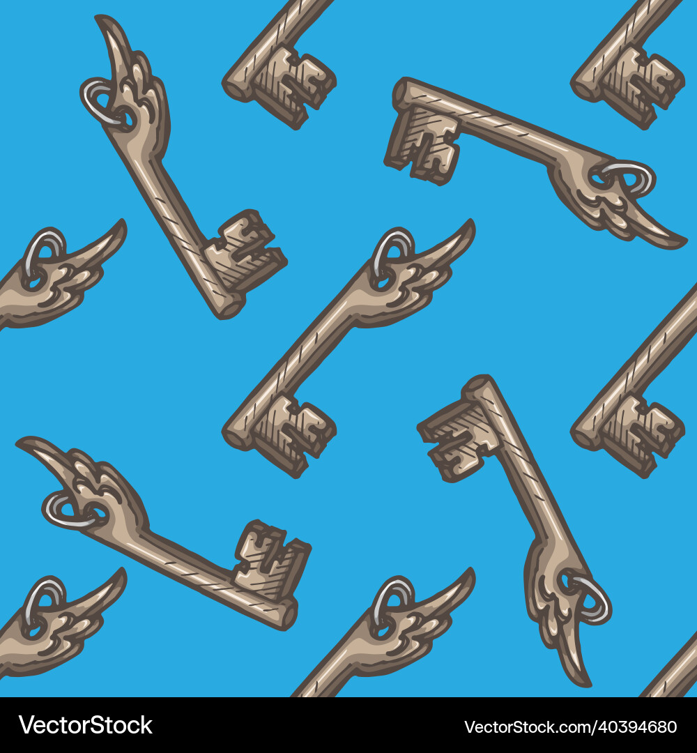 Seamless pattern of keys hand drawn vector image