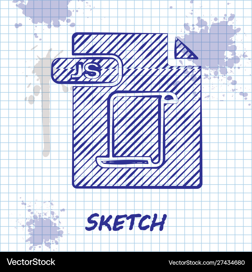 Sketch line js file document download button Vector Image