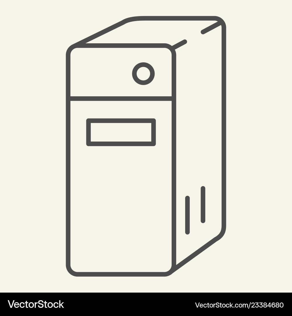 System unit of a computer thin line icon pc block System unit of a computer thin line icon pc block Vector Image