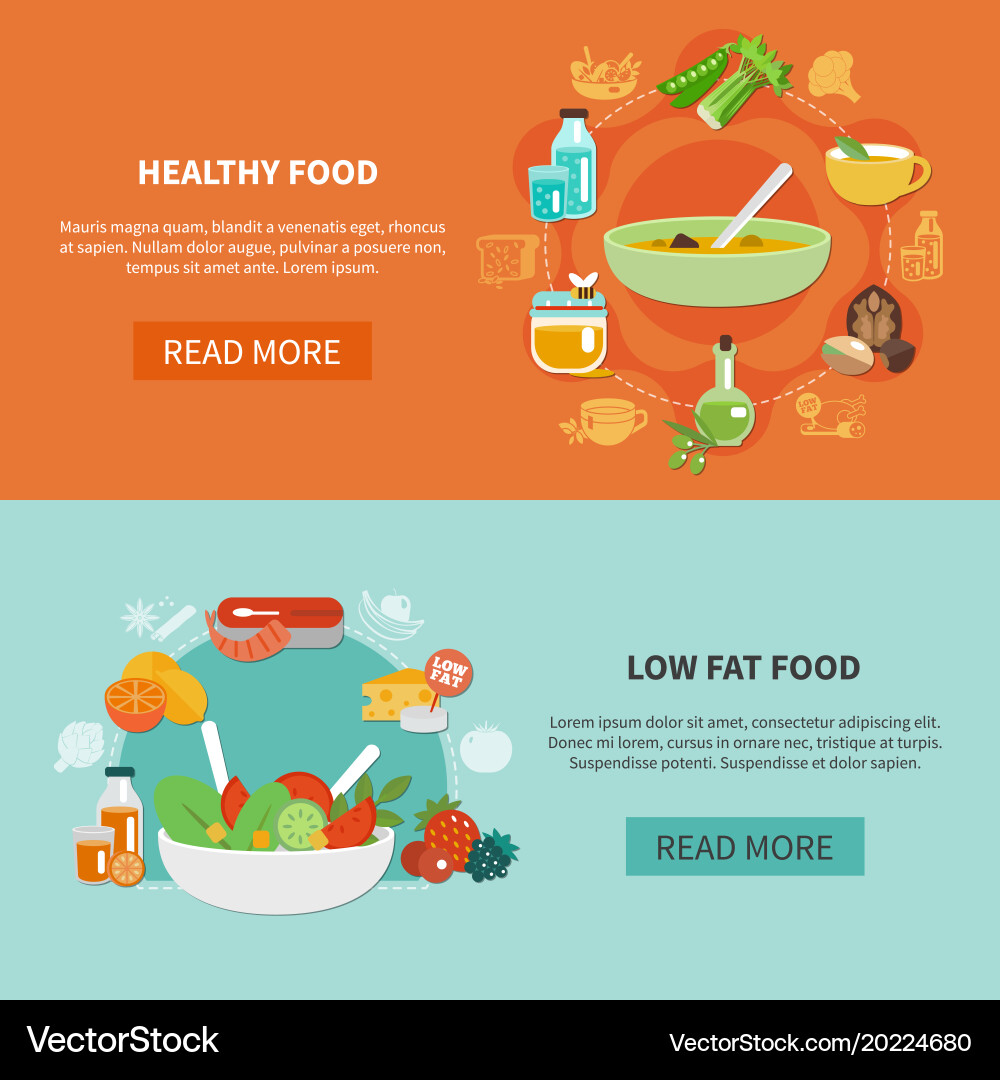 Two healthy eating banner set Vector Image