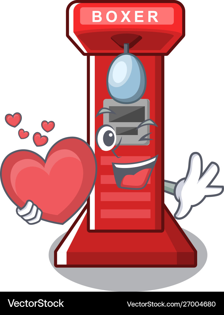 With heart boxing game machine in character Vector Image
