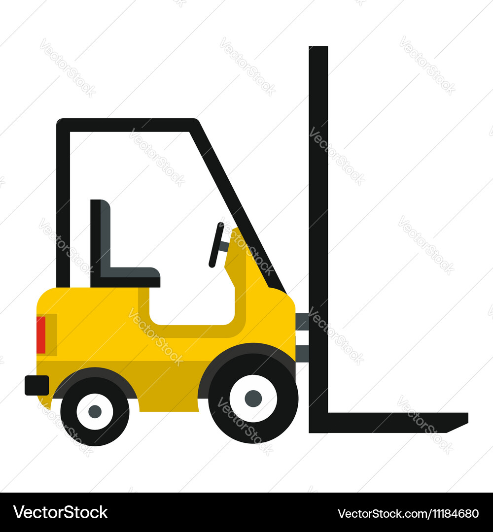 Yellow stacker loader icon flat style Vector Image