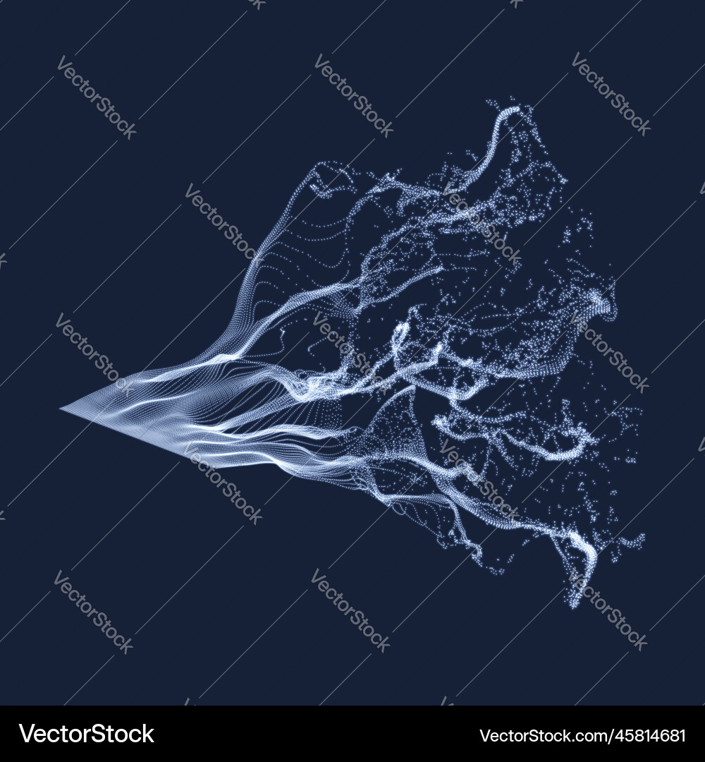 Array with dynamic emitted particles water splash Array with dynamic emitted particles water splash Vector Image