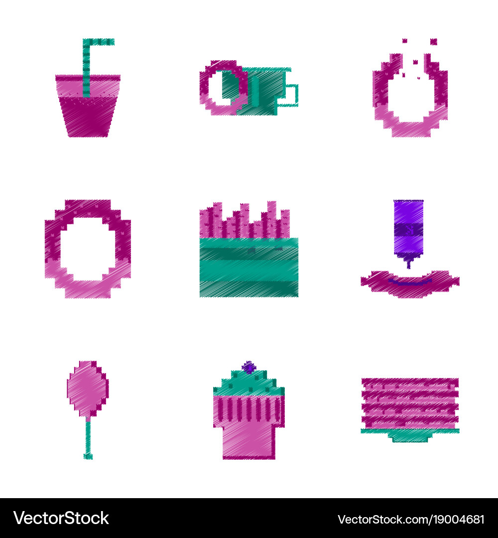 Assembly of flat shading style pixel icon fast Vector Image