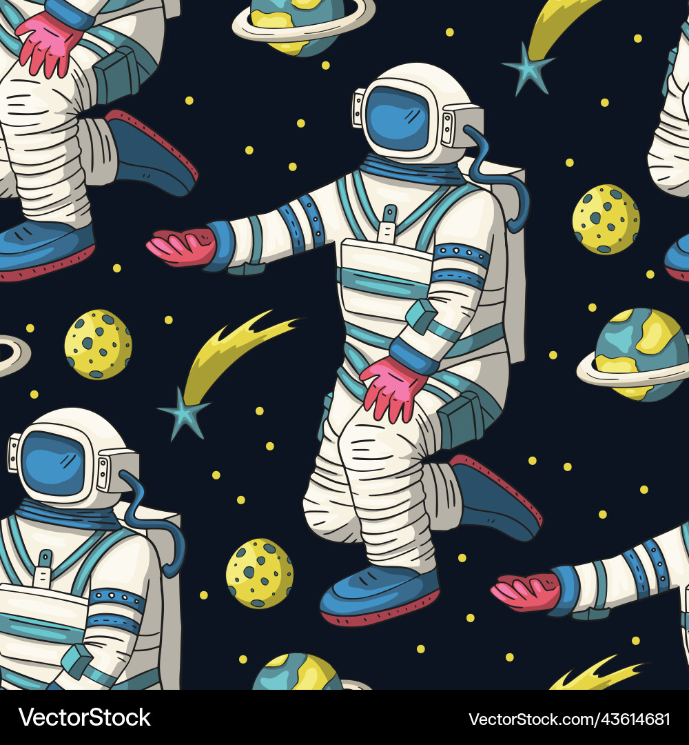 Astronaut seamless space pattern Astronaut seamless space pattern vector image