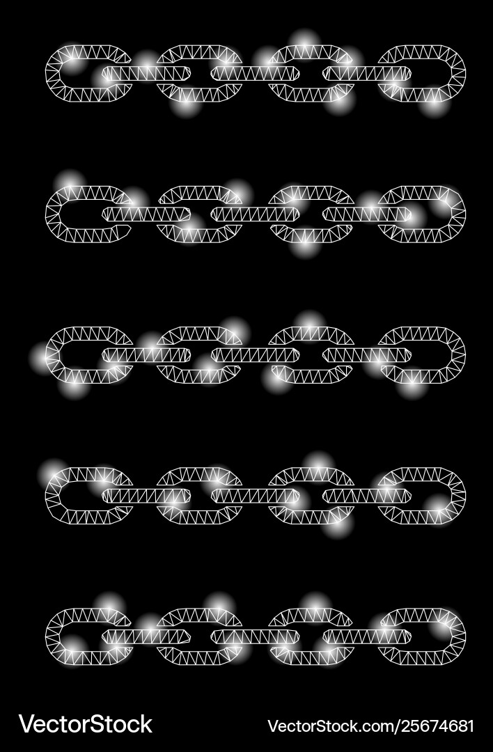 Bright mesh carcass blockchain list with flash Vector Image