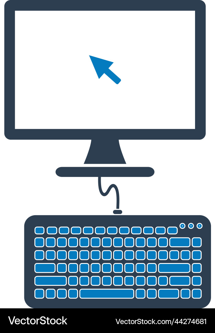 Computer and keyboard icon flat style eps vector image