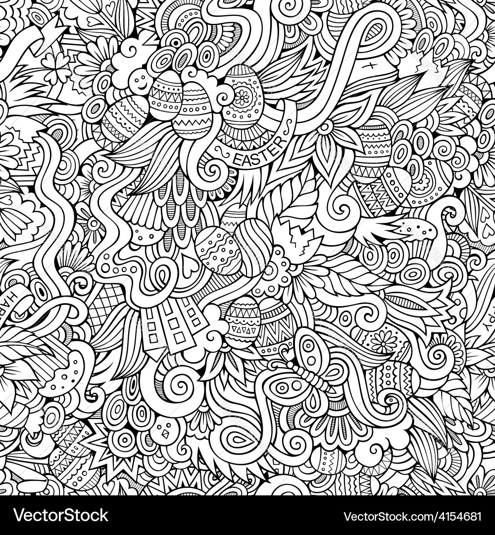 Easter doodles seamless pattern Vector Image