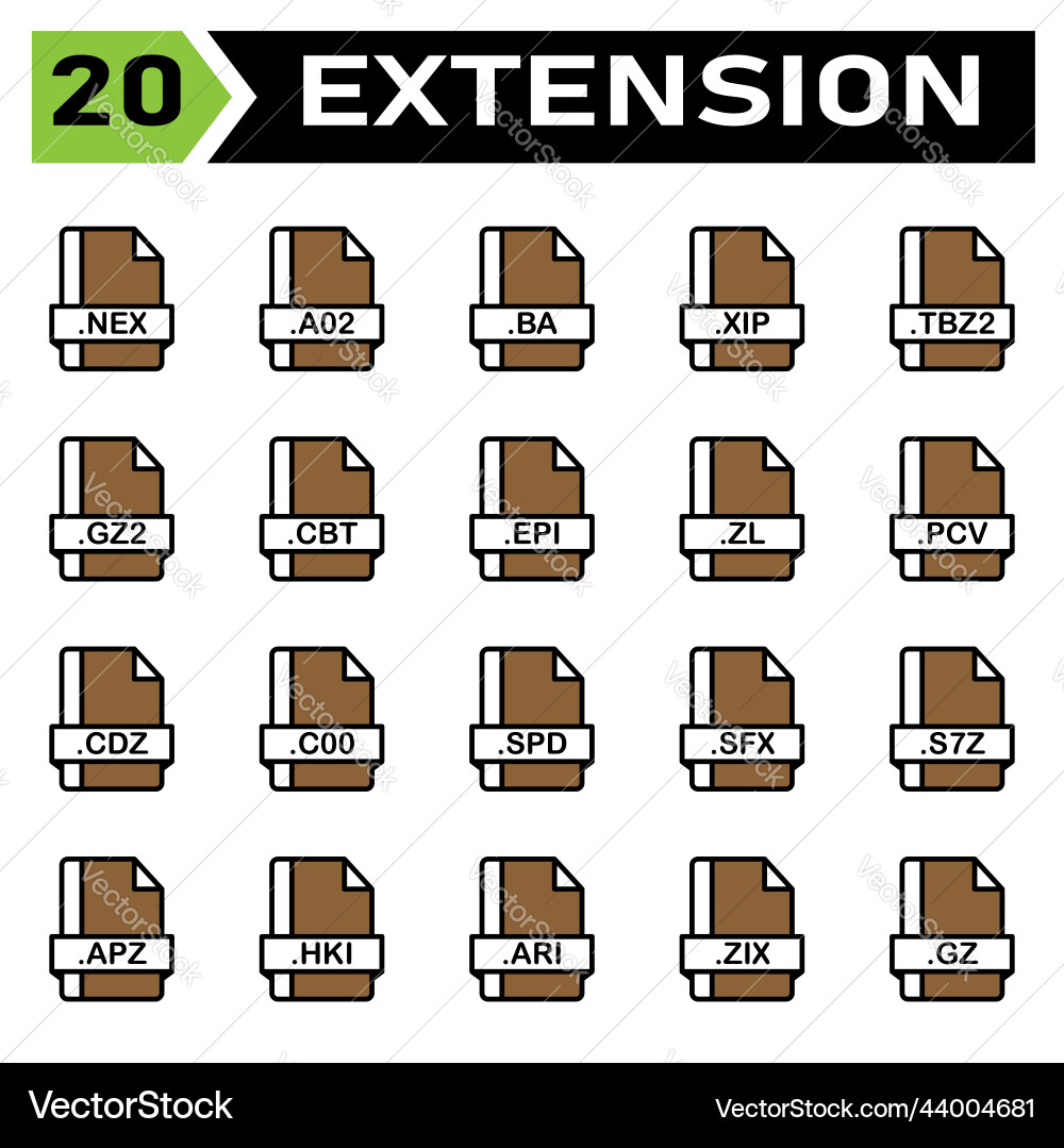 File extension icon set include document vector image