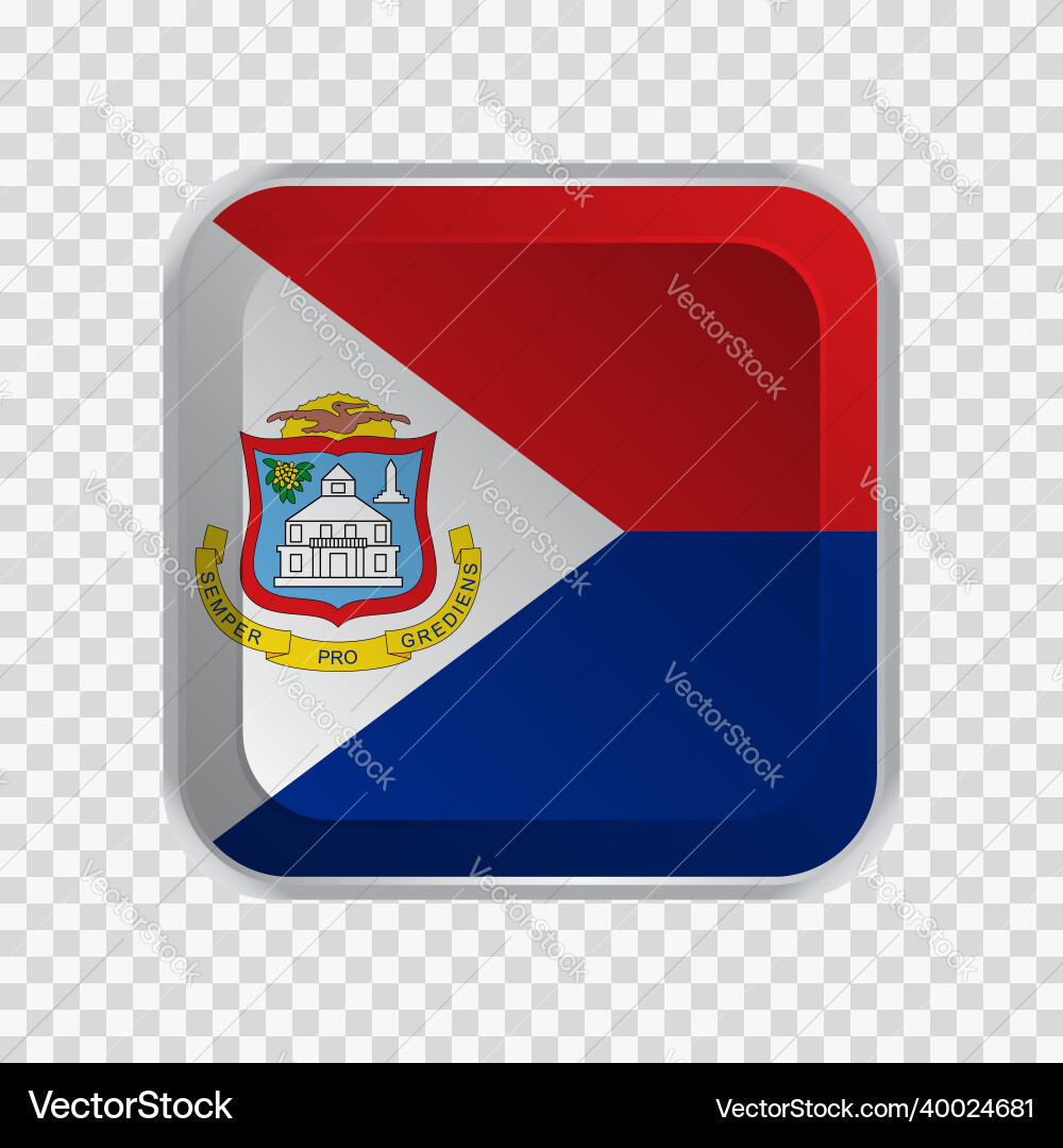 Flag of sint maarten on square button Flag of sint maarten on square button vector image
