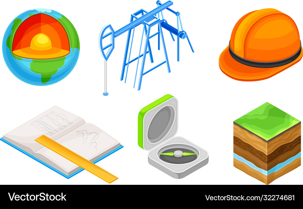 Geology measurement instruments with soil cross Geology measurement instruments with soil cross vector image