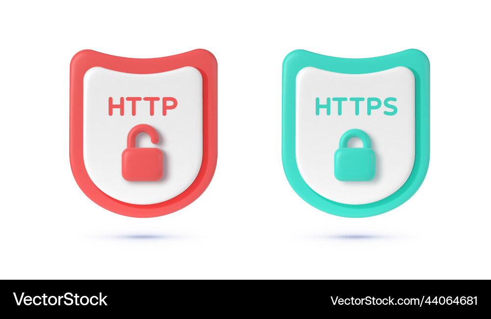 Http and https protocols safe secure wev Http and https protocols safe secure wev Vector Image