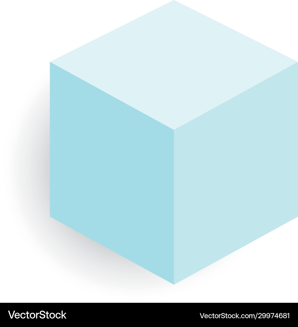 Light blue cube 3d object with dropped Light blue cube 3d object with dropped Vector Image
