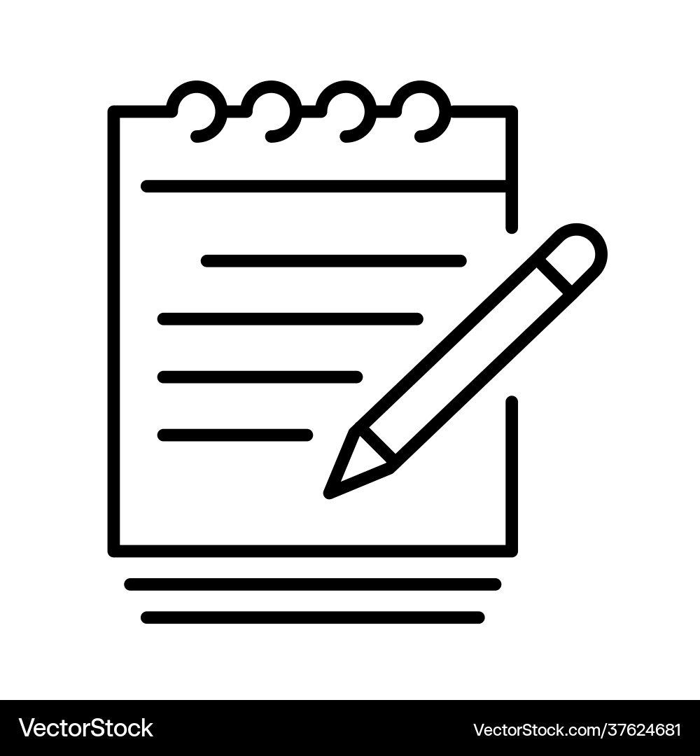 Linear paper document write notes icon Linear paper document write notes icon vector image