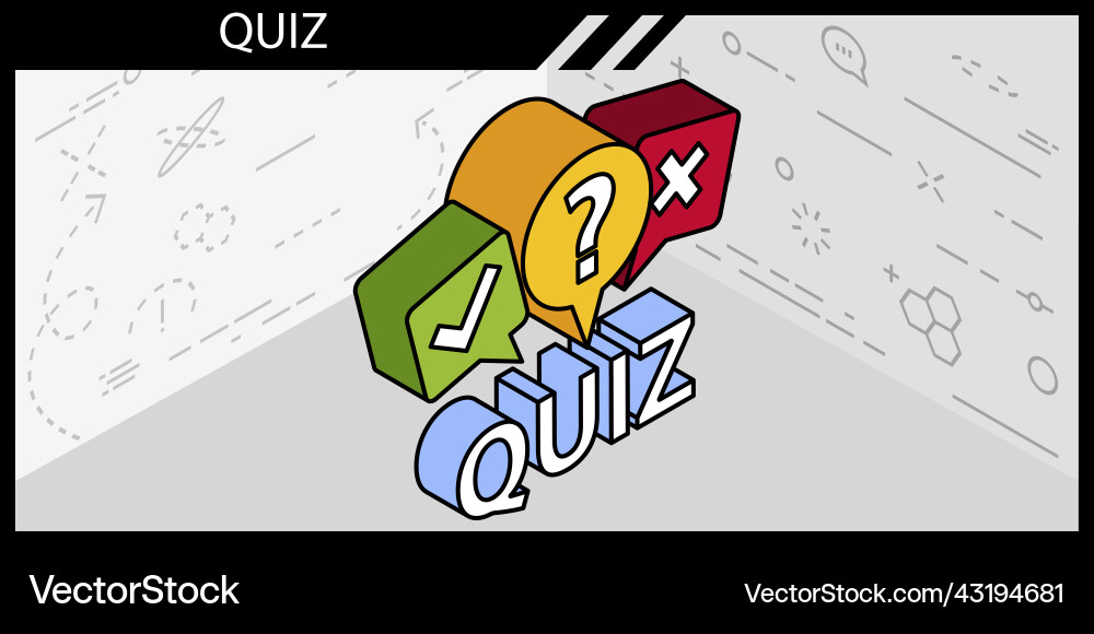 Quiz isometric design icon web 3d colorful Quiz isometric design icon web 3d colorful vector image