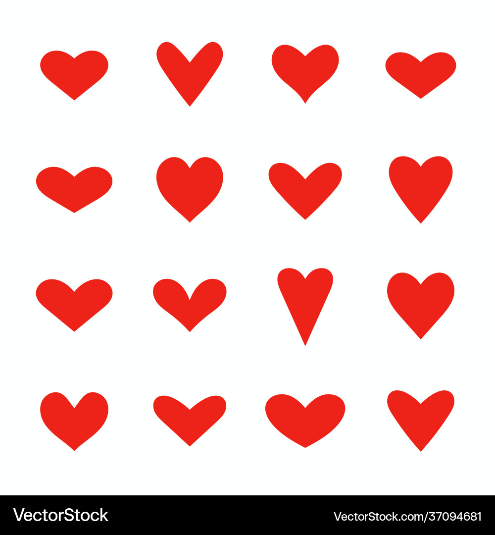 Red Heart Icon Set - Isolated Vector Image