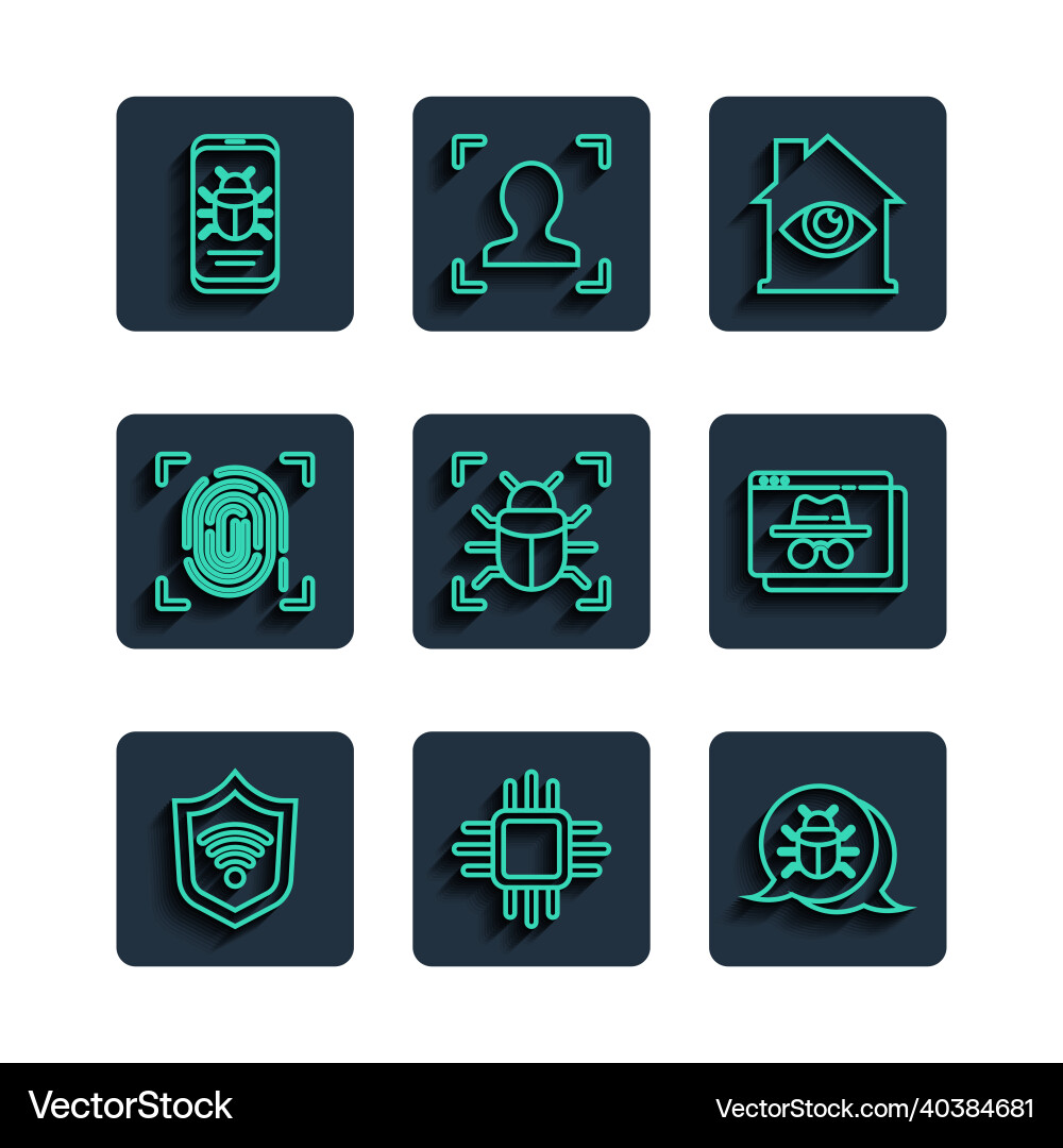 Set line shield with wifi wireless processor Set line shield with wifi wireless processor Vector Image