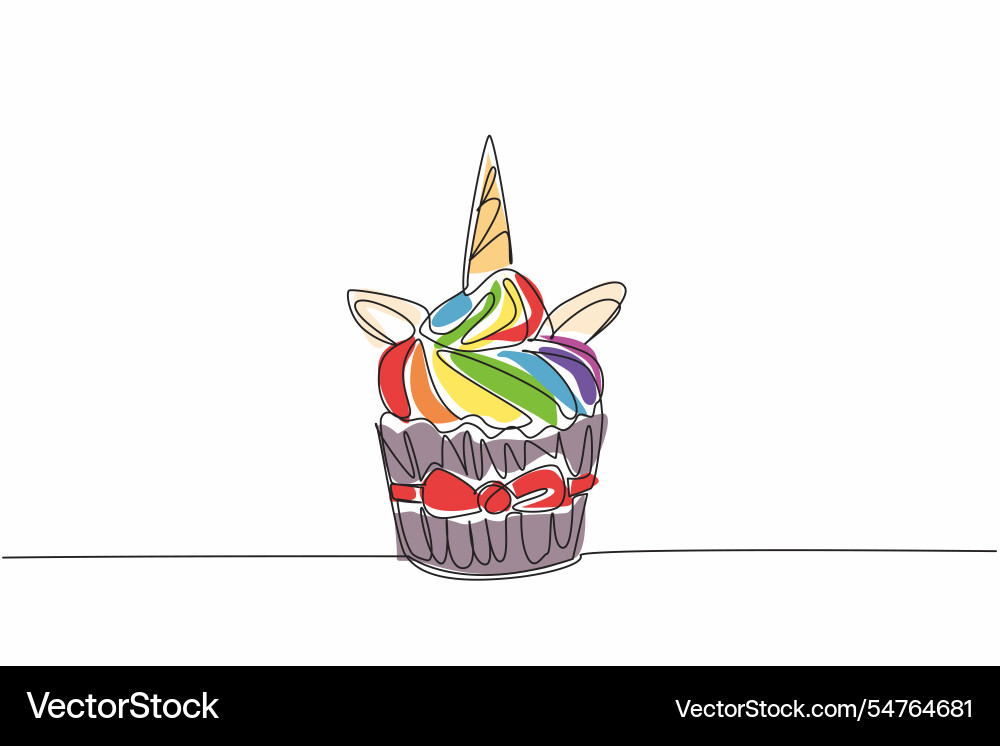 Single continuous line drawing colorful unicorn Single continuous line drawing colorful unicorn vector image