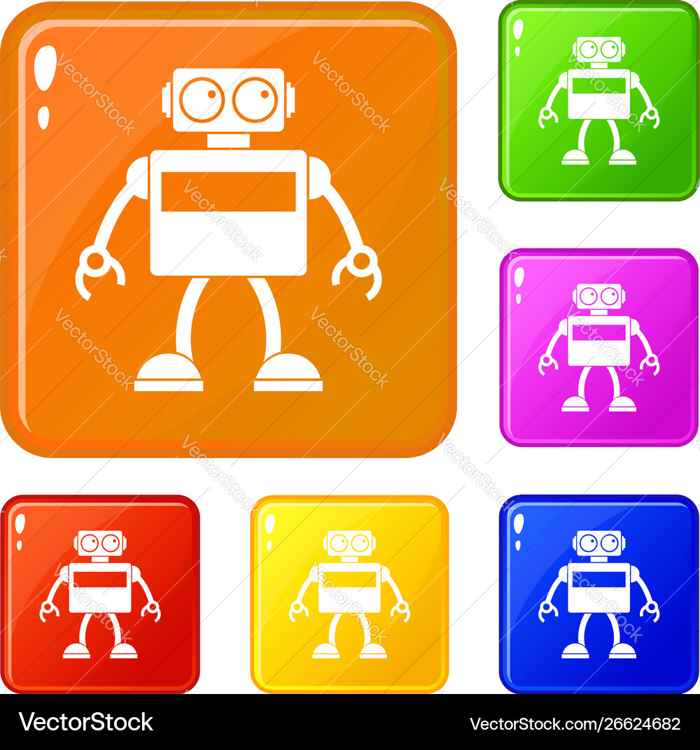 Android robot icons set color Android robot icons set color vector image