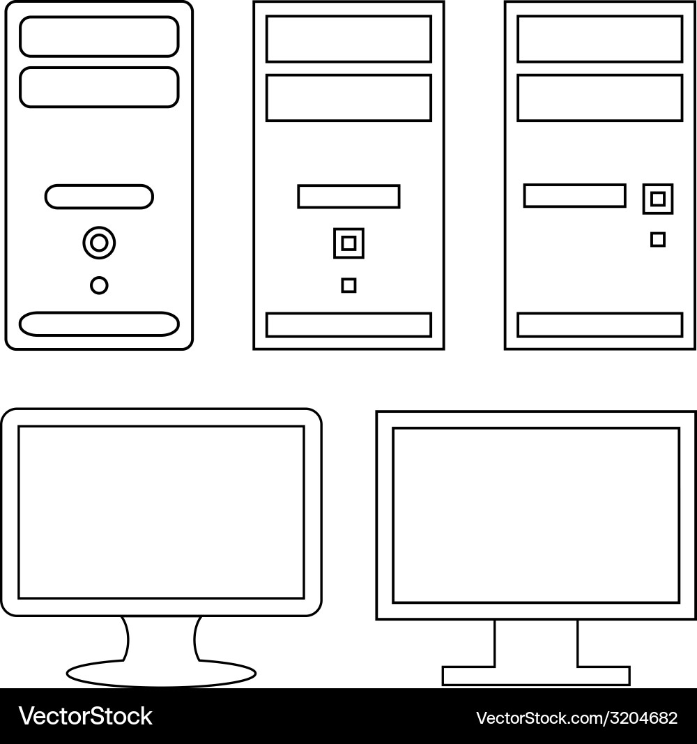 Computers and monitors vector image