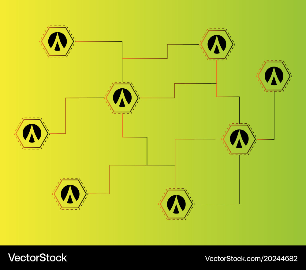 Dentacoin blockchain circuit network style vector image