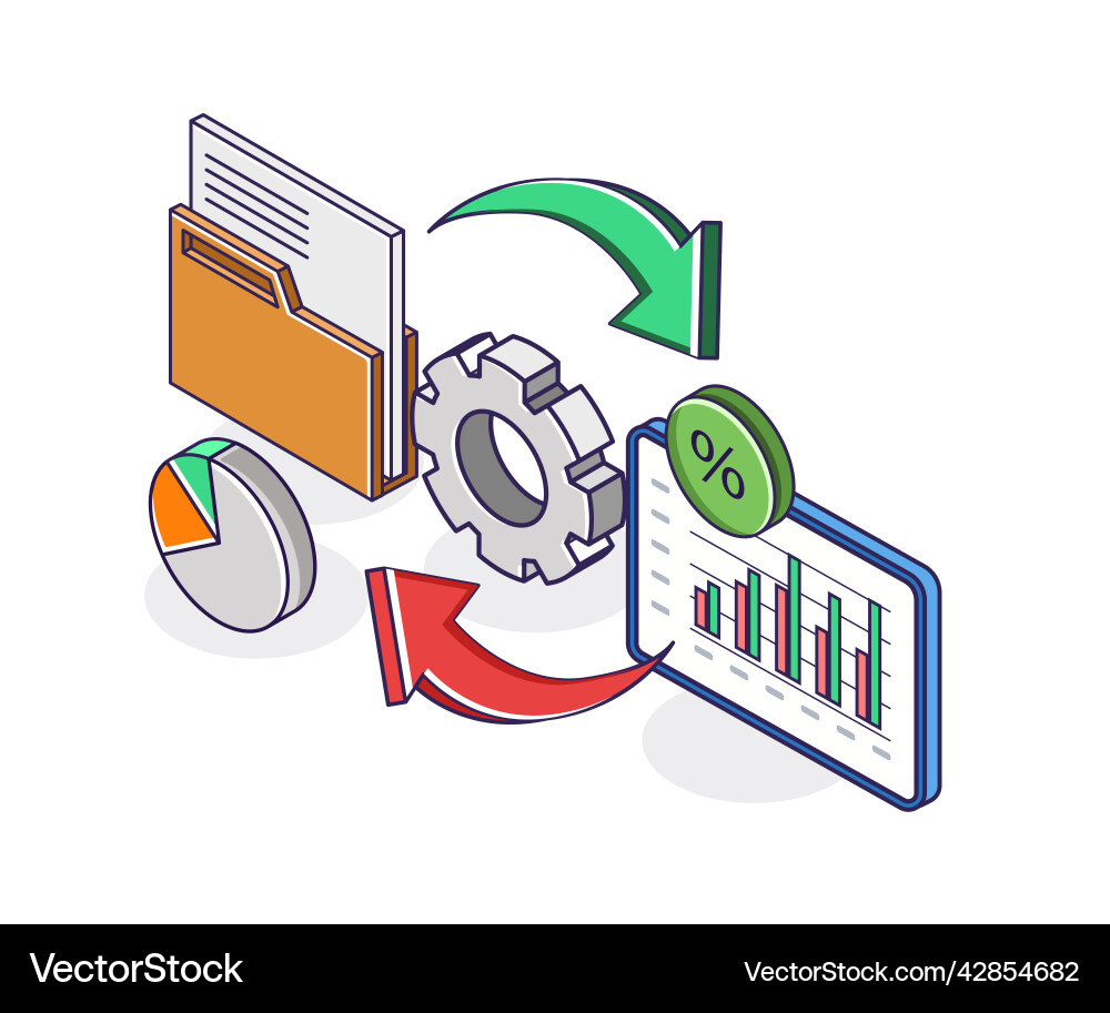 Email data analysis transfer round process Email data analysis transfer round process vector image