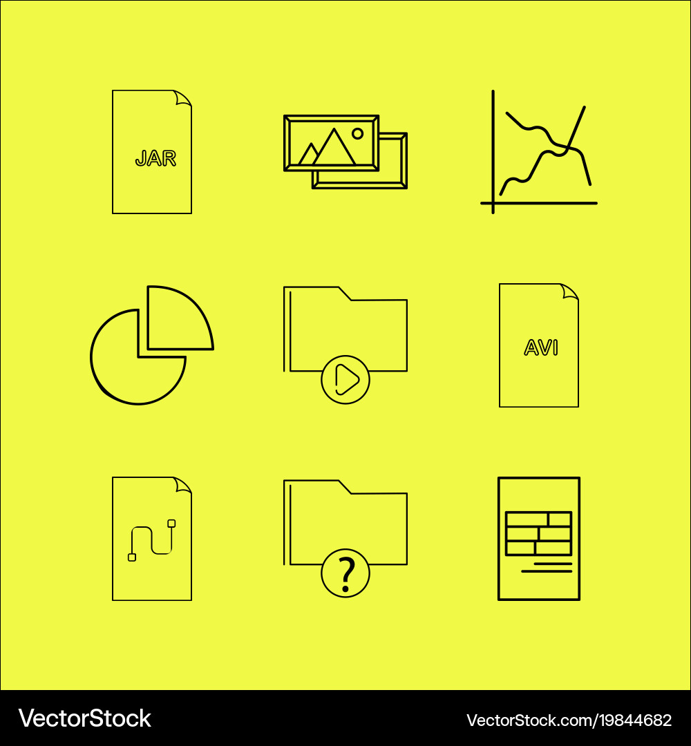 Files and folders linear icon set simple outline vector image