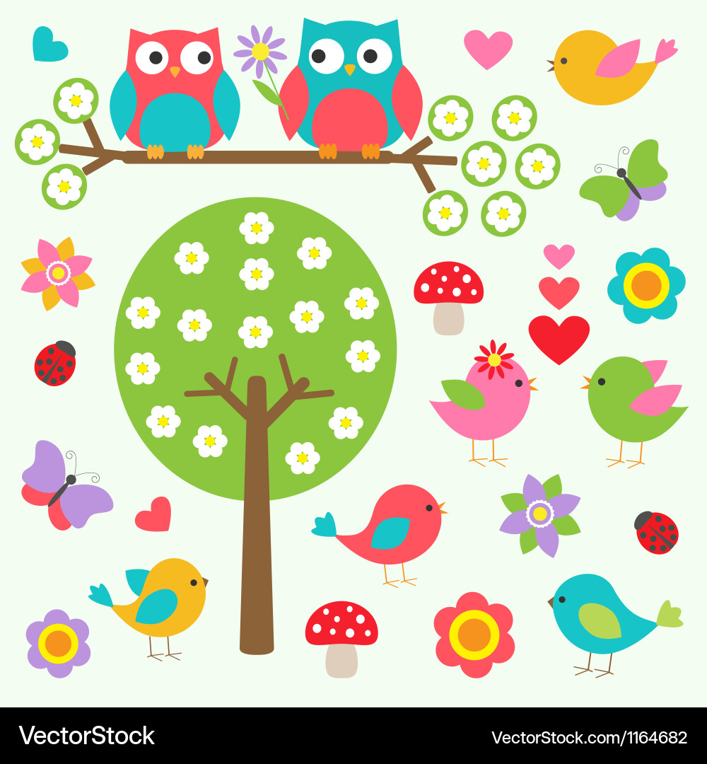 Forest Birds and Owls vector image