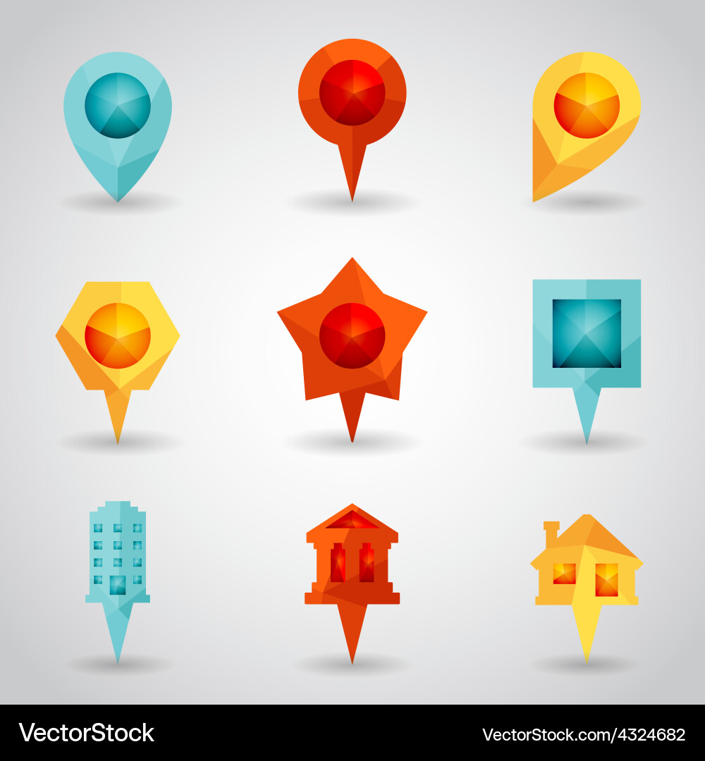 Location Pointer Icons - Map Markers vector image