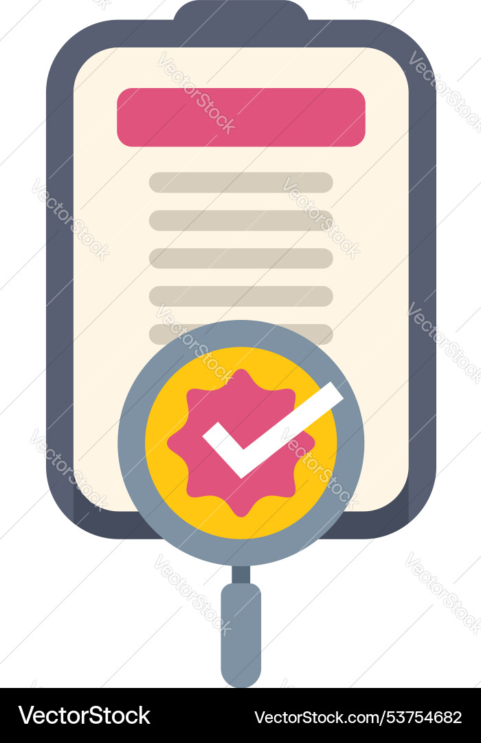 Magnifying glass validating document with check Magnifying glass validating document with check vector image