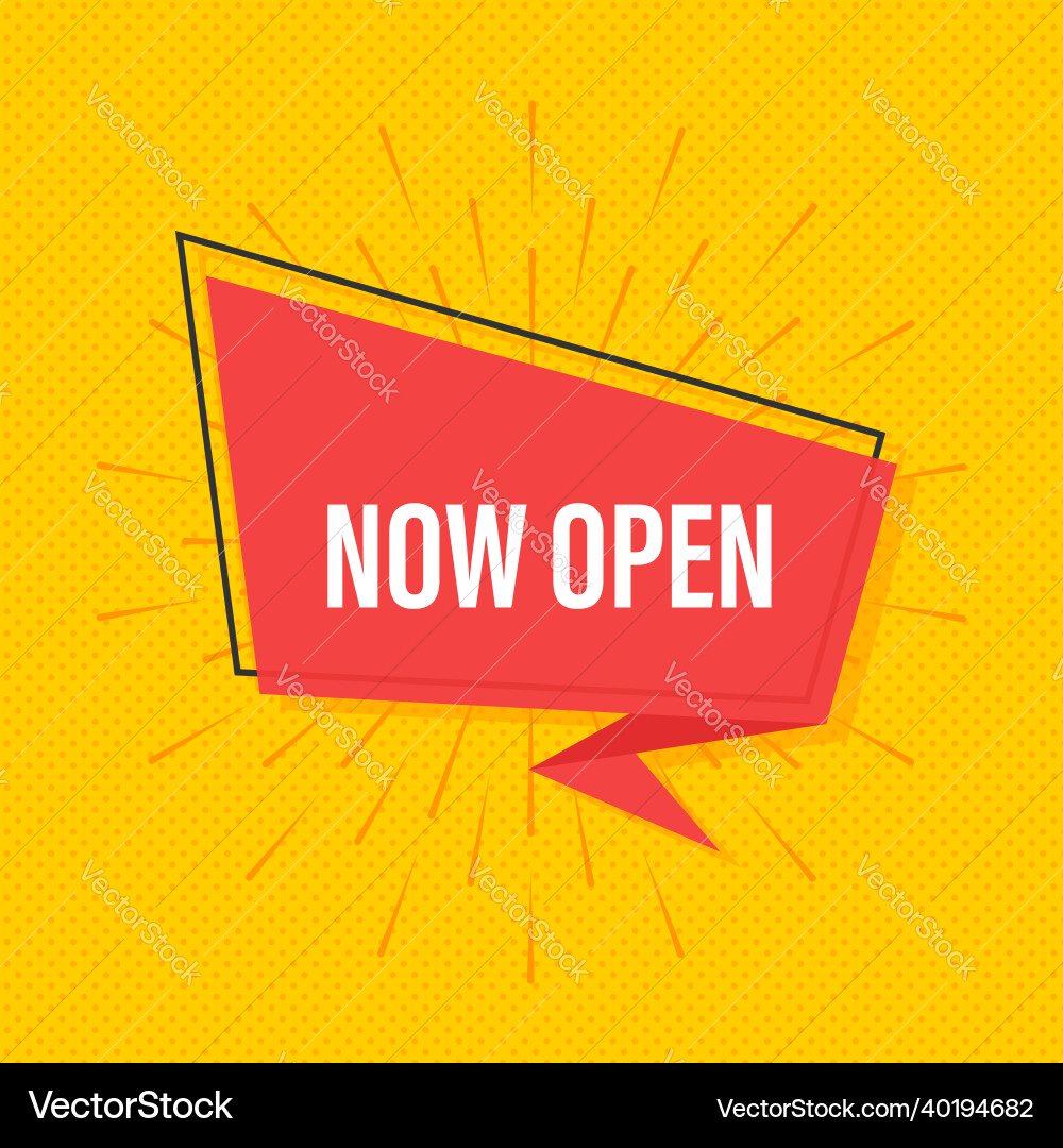 Megaphone with now open banner web vector image