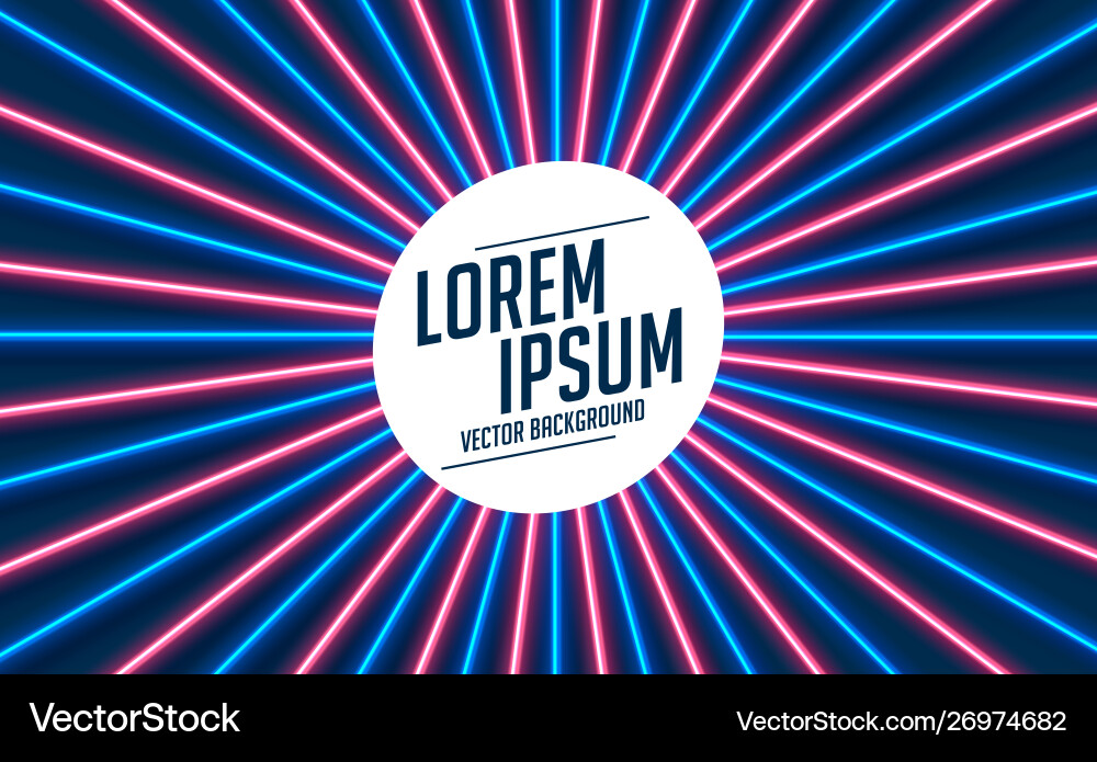 Neon light rays in line style background vector image