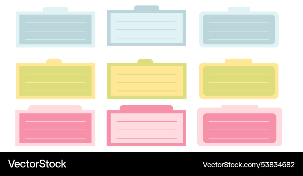 Notebook labels template design cute paper notes Notebook labels template design cute paper notes vector image