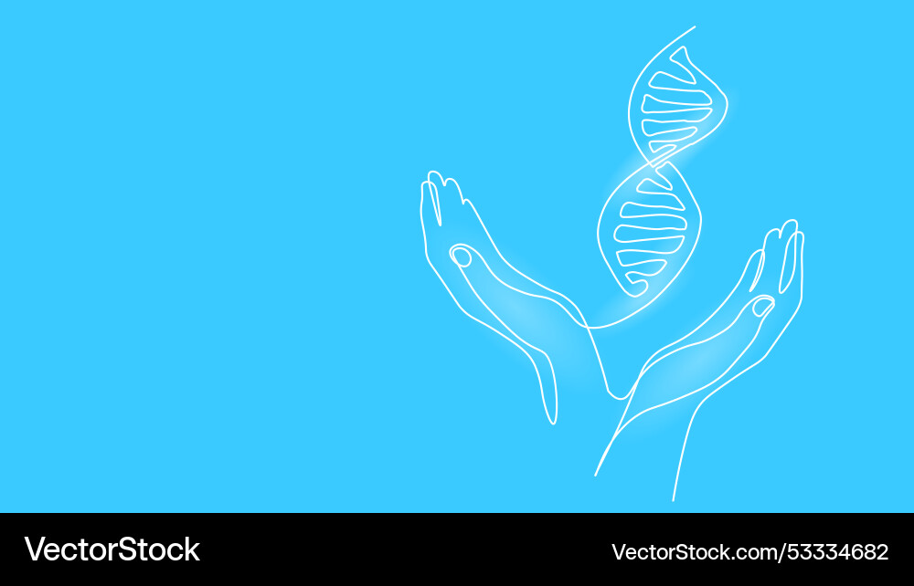 One line continuous dna code helix symbol concept Vector Image