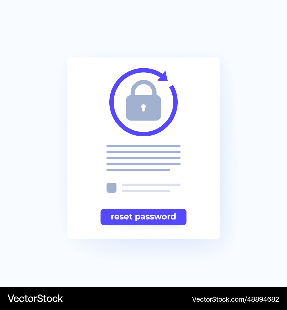Password reset form with button ui design Password reset form with button ui design Vector Image