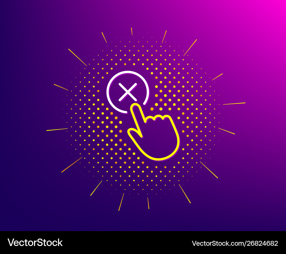 Reject click line icon decline button sign Reject click line icon decline button sign vector image