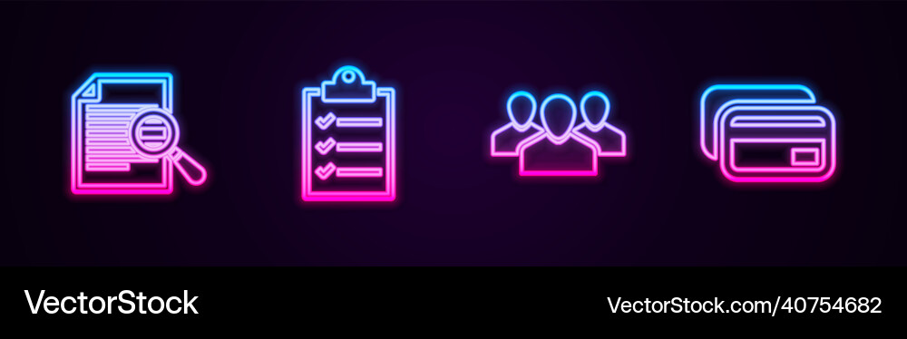 Set line document with search clipboard checklist Set line document with search clipboard checklist vector image
