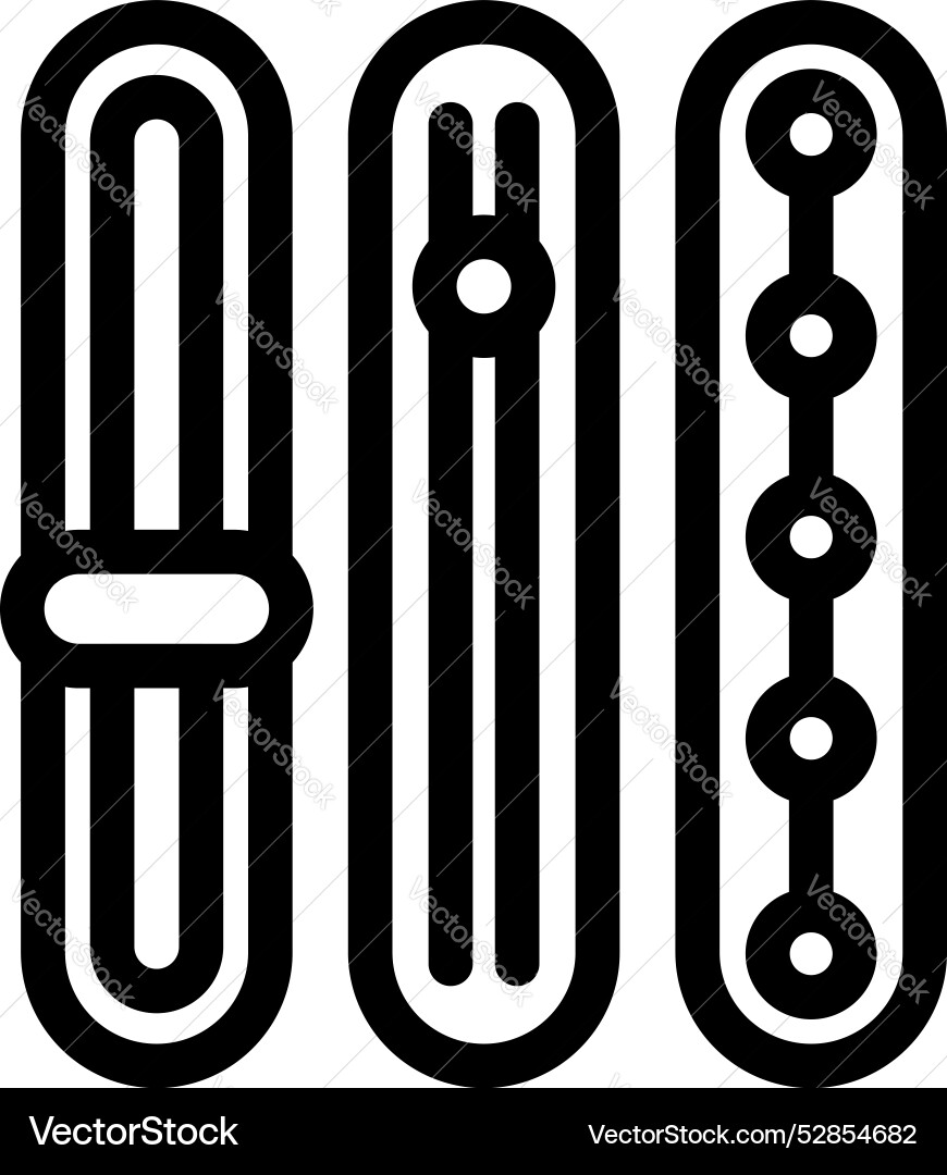 Set of three different vertical sliders Set of three different vertical sliders Vector Image