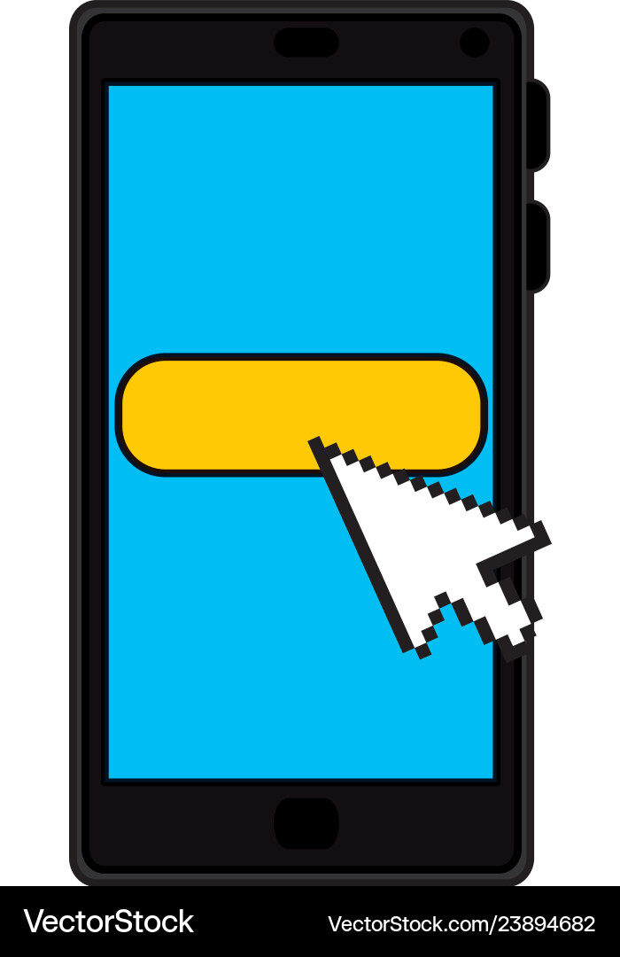 Smartphone with pointer cursor Smartphone with pointer cursor Vector Image