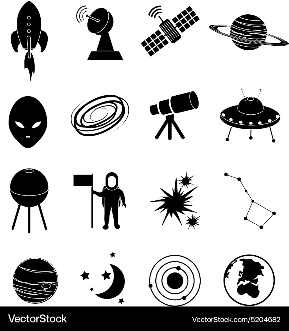 Space Icon Set - Celestial Objects Vector Image