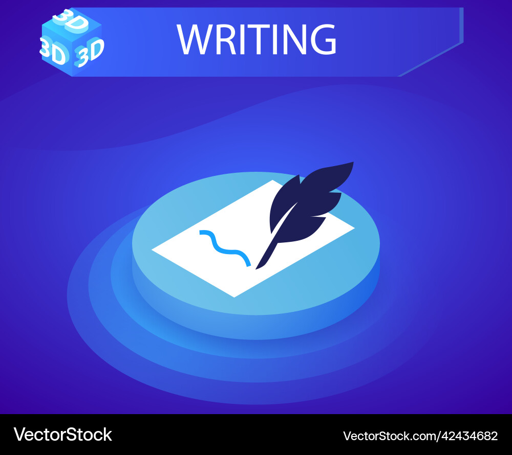Writing isometric design icon web 3d colorful Writing isometric design icon web 3d colorful vector image