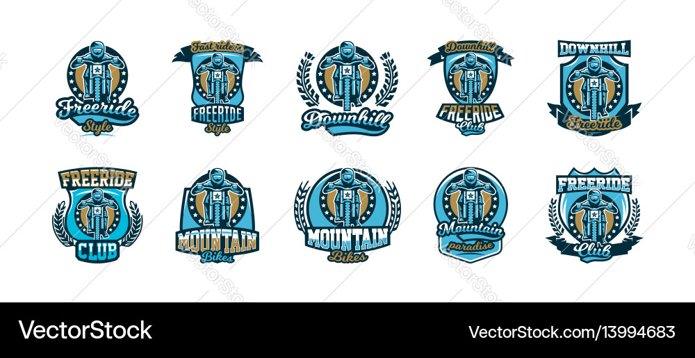 A set of logos emblems rider riding vector image