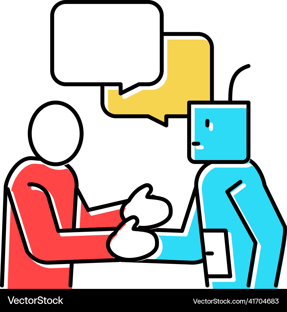 Artificial intelligence work introduction color Vector Image