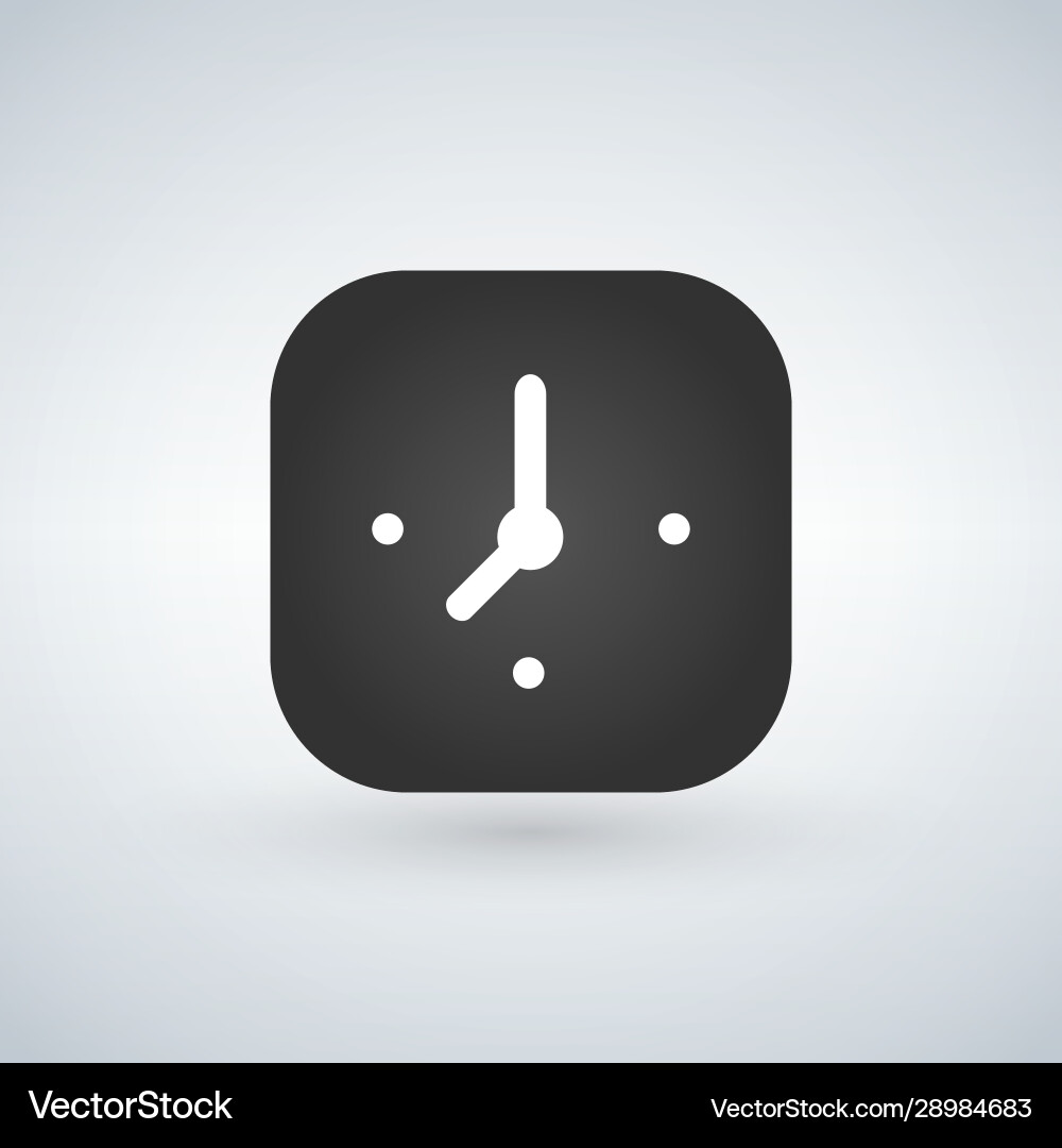 Clock app button on a white background Clock app button on a white background Vector Image